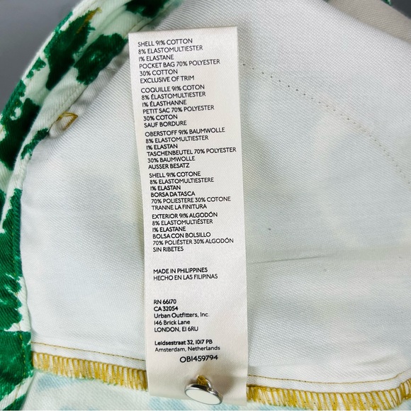 Maeve Anthropologie 32 Shorts Green White Gardener Cargo High Rise Abstract - Picture 8 of 9